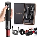 Wine Gifts-Electric Wine Opener-Automatic Wine Opener Rechargeable-Cordless Electric Corkscrew-Wine Bottle Opener with Foil Cutter, 2 in 1 Aerator Pourer, Vacuum Stopper, Gift Box
