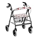 Wine Glass Floral Rollator Accessories for Ladies Soft Rollator Walker Seat and Backrest Covers Cute Walkers for Seniors with Seat Covers