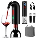 Wine Opener Valentines Day Gift Set with Electric Wine Bottle Opener, Wine Decanter&Wine Aerator and Pourer, wine stopper, Foil Cutter and EVA Storage Bag, Rechargeable and Automatic(Black)