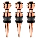 Wine Stoppers for Wine Bottles 3Pcs Vacuum Wine Bottle Stopper with Silicone Reusable Wine Corks, Leak proof Keep Fresh Suitable for Standard (Goldrose, 3 Pack)