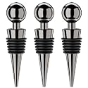 Wine Stoppers for Wine Bottles 3Pcs Vacuum Wine Bottle Stopper with Silicone Reusable Wine Corks, Leak proof Keep Fresh Suitable for Standard (Black, 3 Pack)