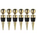 Wine Stoppers for Wine Bottles 6Pcs Vacuum Wine Bottle Stopper with Silicone Reusable Wine Corks, Leak proof Keep Fresh Suitable for Standard (Gold, 6 Pack)
