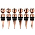 Wine Stoppers for Wine Bottles 6Pcs Vacuum Wine Bottle Stopper with Silicone Reusable Wine Corks, Leak proof Keep Fresh Suitable for Standard (Goldrose, 6 Pack)