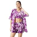 WineRed Woman Purple 3pcs coord set with