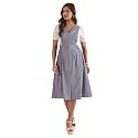 WineRed Women Soild Pinafore Dress with Button