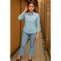 Wingzss Classic Light Blue Denim Button-Down Shirt