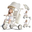 WinHope 9-in-1 Foldable Kids Tricycle with Push Handle and Canopy (White)
