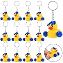 WinnerWhy 12 Pcs Cheer Team Gifts Bulk Cheer Ducks with Bows Cheerleader Rubber Duck Keychain Cheerleading Inspirational Gift