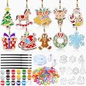 WinnerWhy 30 Sets Christmas Suncatcher Kits for Kids Window Art Paint