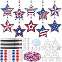 WinnerWhy 30 Sets Kids Suncatcher Kits, 4th of July Paint Window Stars