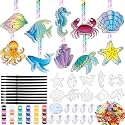 WinnerWhy 30 Sets Ocean Suncatcher Kits Paint Your Own Beach Summer Art