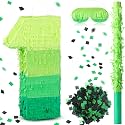 WinnerWhy Number 1 Piñata 16 Inch Green Birthday Piñata Stick Blindfold
