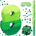 WinnerWhy Number 8 Piñata 16 Inch Green Birthday Piñata Stick Blindfold