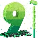 WinnerWhy Number 9 Piñata 16 Inch Green Birthday Piñata Stick Blindfold