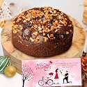 WINNI - Deluxe Chocolate Walnut Cake + Gift Card Pack | Celebration Handmade Eggless Cake Gift For Anniversary, Birthday, Valentine, Girls, Boys, Partner, Couple, Student, Girlfriend, Boyfriend | Premium Gift Bouquet | Chocol