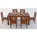 Furniture Sheesham Wood 6 Seater Dining Table with Chairs Six Seater Dining Room Furniture Wooden Dinner Table for Living Room Home and Hotel (Honey Finish) | 1 Year Warranty