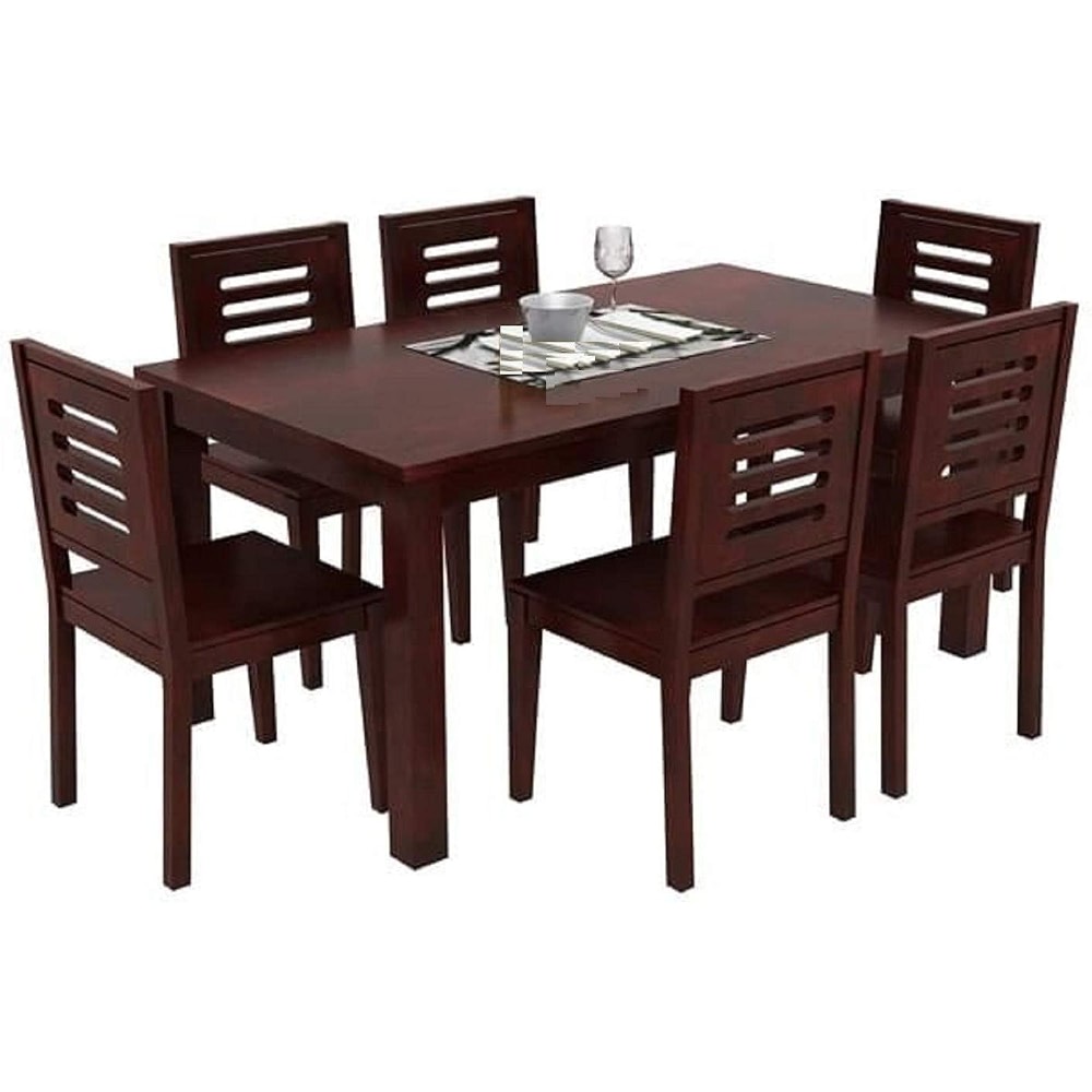 Winntage Sheesham Wood 6 Seater Dining Table with 6 Chairs Wooden ...