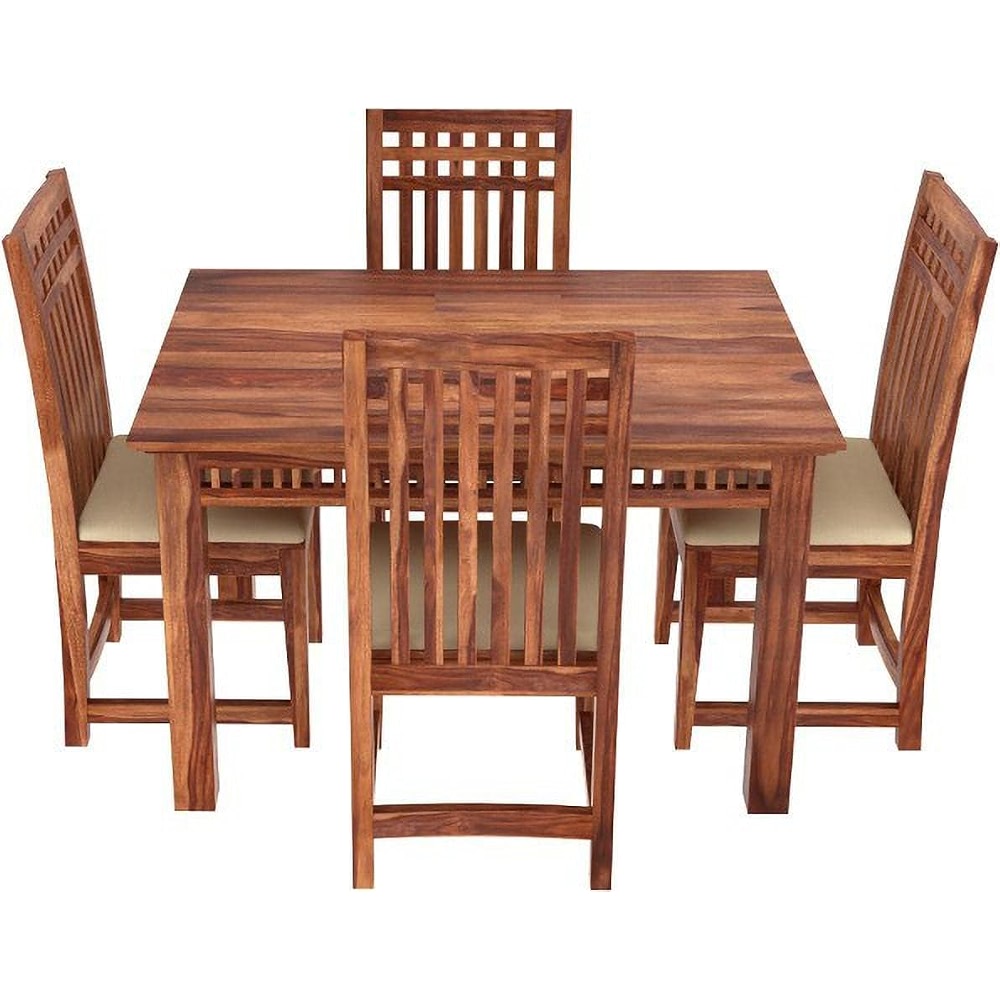 Solid Sheesham Wood 4 Seater Dining Table Set | Multipurpose Modern ...