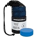 Winnwell Youth Ice Hockey Pucks - Kids Lightweight Blue 4oz Training Puck with Mesh Carrying Bag, Great for Stick Handling & Training Drills