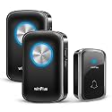 winPlus Wireless Door Bell for Home Long Range, Waterproof Calling Bell for Office, Cordless Door Bell, up to 500ft Range with 60 Chimes, 4-Level Volume(Black 1 Transmitter &amp; 2 Receivers