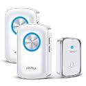 winPlus Wireless Door Bell for Home Long Range, Calling Bell for Office, Cordless Door Bell up to 500ft Range with 60 Chimes, 4-Level Volume (White 1 Transmitter &amp; 2 Receivers