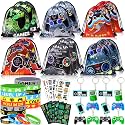 Winrayk 12 Sets Video Game Party Favors Gamer Birthday Supplies, Gaming Drawstring Bag Silicone Wristband Glow In The Dark Tattoos Keychain, Kid Game On Goodie Bag Stuffers Gamer Party favors Supplies