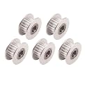 WINSINN GT2 Idler Pulley 20 Teeth 5mm Bore 6mm Width Timing Pulley Wheel Aluminum for 3D Printer (Pack of 5Pcs)