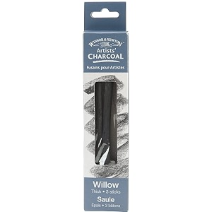 winsor amp newton artists39 willow charcoal - thick - pack of 3 - natural willow charcoal for artists beginners or students of all skill levels great for sketching drawing and shading