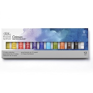winsor amp newton cotman 8ml water colour tube set of 12 blue