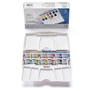 winsor amp newton cotman water colours pocket plus - set of 12 half pans