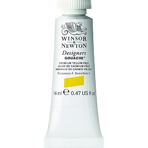 winsor amp newton designers gouache 14 ml - cadmium yellow pale 118 finely pigmented vibrant vivid amp opaque matt colours ideal for designer39s illustrators amp commercial artist