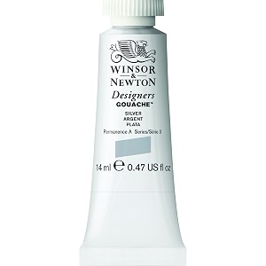winsor amp newton designers gouache 14 ml - silver 617 finely pigmented vibrant vivid amp opaque matt colours ideal for designer39s illustrators amp commercial artist - more colours available