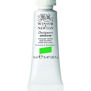 winsor amp newton designers gouache 14 ml - brilliant green 046 finely pigmented vibrant vivid amp opaque matt colours ideal for designer39s illustrators amp commercial artist - more colours available