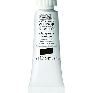 winsor amp newton designers gouache 14 ml - lamp black 337 finely pigmented vibrant vivid amp opaque matt colours ideal for designer39s illustrators amp commercial artist