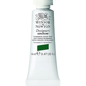 winsor amp newton designers gouache 14 ml - permanent green deep 482 finely pigmented vibrant vivid amp opaque matt colours ideal for designer39s illustrators amp commercial artist