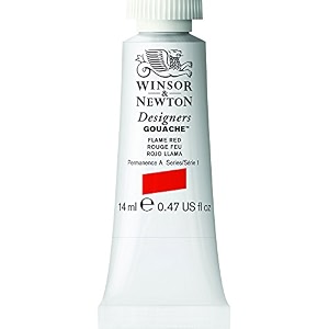 winsor amp newton designers gouache 14 ml - flame red 249 finely pigmented vibrant vivid amp opaque matt colours ideal for designer39s illustrators amp commercial artist
