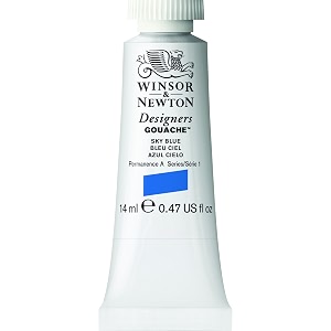 winsor amp newton designers gouache 14 ml - sky blue 621 finely pigmented vibrant vivid amp opaque matt colours ideal for designer39s illustrators amp commercial artist - more colours available