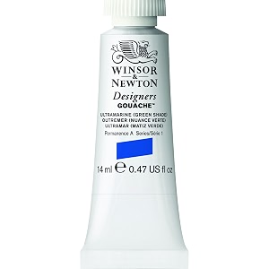 winsor amp newton designers gouache 14 ml - ultramarine green shade 667 finely pigmented vibrant vivid amp opaque matt colours ideal for designer39s illustrators amp commercial artist