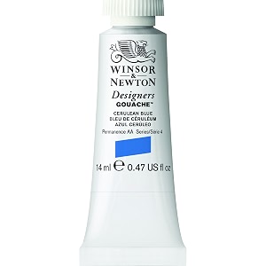 winsor amp newton designers gouache 14 ml - cerulean blue 137 finely pigmented vibrant vivid amp opaque matt colours ideal for designer39s illustrators amp commercial artist - more colours available