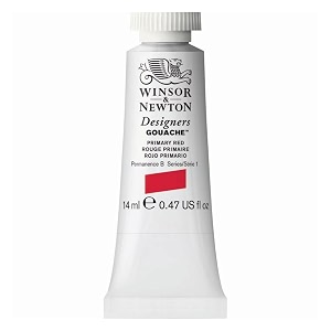 winsor amp newton designers gouache 14 ml - primary red 524 finely pigmented vibrant vivid amp opaque matt colours ideal for designer39s illustrators amp commercial artist