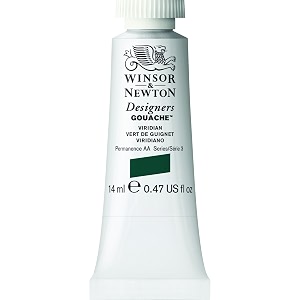 winsor amp newton designers gouache 14 ml - viridian 692 finely pigmented vibrant vivid amp opaque matt colours ideal for designer39s illustrators amp commercial artist - more colours available