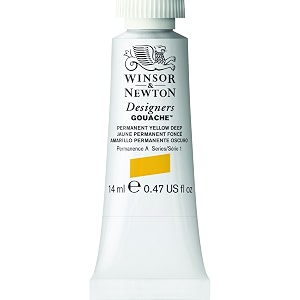 winsor amp newton designers gouache 14 ml - permanent yellow deep 508 finely pigmented vibrant vivid amp opaque matt colours ideal for designer39s illustrators amp commercial artist