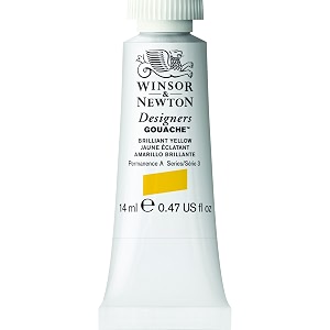 winsor amp newton designers gouache 14 ml - brilliant yellow 055 finely pigmented vibrant vivid amp opaque matt colours ideal for designer39s illustrators amp commercial artist