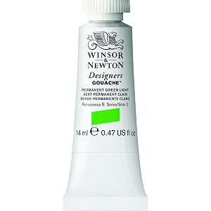 winsor amp newton designers gouache 14 ml - permanent green light 483 finely pigmented vibrant vivid amp opaque matt colours ideal for designer39s illustrators amp commercial artist