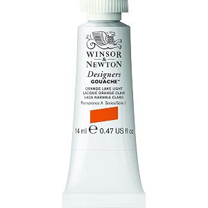 winsor amp newton designers gouache 14 ml - orange lake light 453 finely pigmented vibrant vivid amp opaque matt colours ideal for designer39s illustrators amp commercial artist