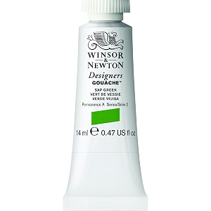winsor amp newton designers gouache 14 ml - sap green 599 finely pigmented vibrant vivid amp opaque matt colours ideal for designer39s illustrators amp commercial artist - more colours available