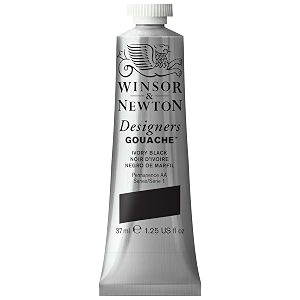 winsor amp newton designers gouache 37 ml - ivory black 331 finely pigmented vibrant vivid amp opaque matt colours ideal for designer39s illustrators amp commercial artist - more colours available