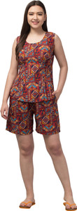 winstenhet Women Printed Multicolor Top Shorts