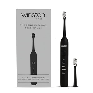 winston rechargeable sonic electric toothbrush with super soft bristles for adults  ipx8 waterproof with 5 cleaning modes  suitable for sensitive gums 1-year warranty black