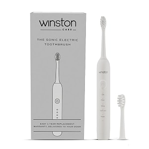 winston rechargeable sonic electric toothbrush with super soft bristles for adults  ipx8 waterproof with 5 cleaning modes  suitable for sensitive gums 1-year warranty white